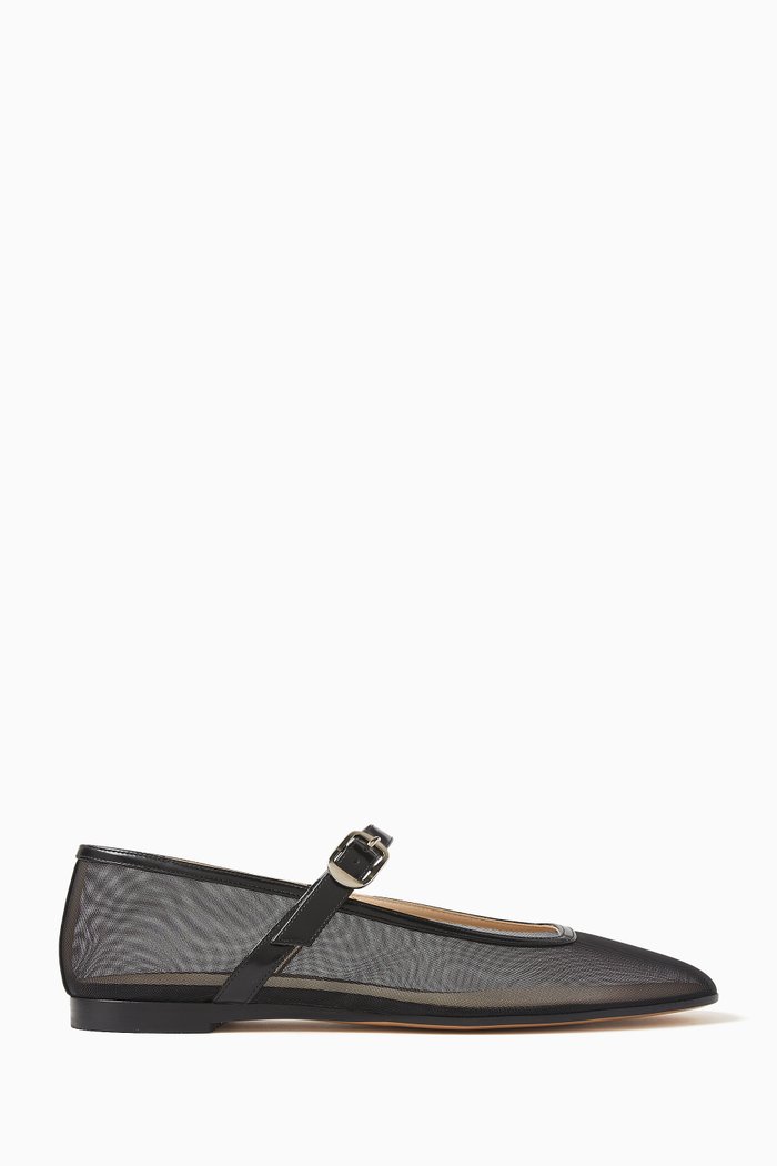 

Mary Jane Ballerina Flats in Mesh, Black
