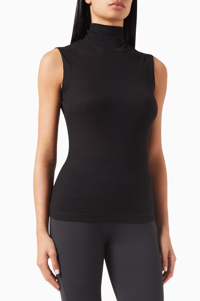 

x Naomi Rollneck Top in Ribbed-jersey, Black