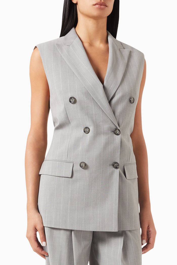 

x Naomi Jettaway Oversized Waistcoat in Virgin-wool, Grey