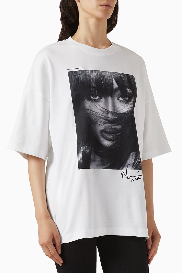 

x Naomi Dropped-shoulders T-shirt in Interlock Cotton, Neutral
