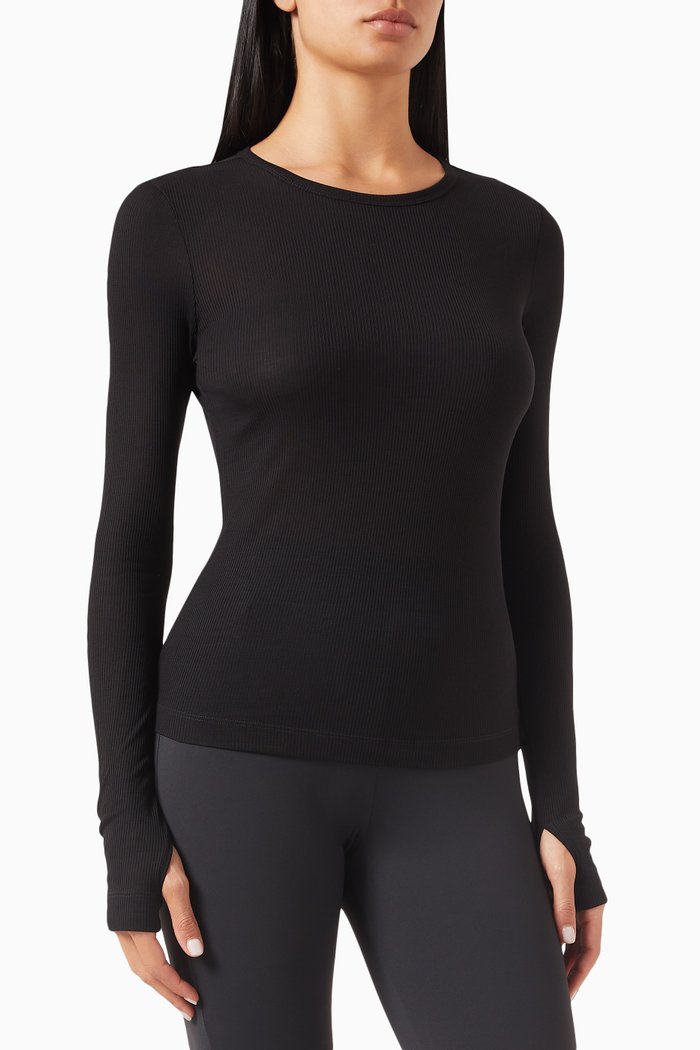 

x Naomi Eticket Top in Ribbed-jersey, Black