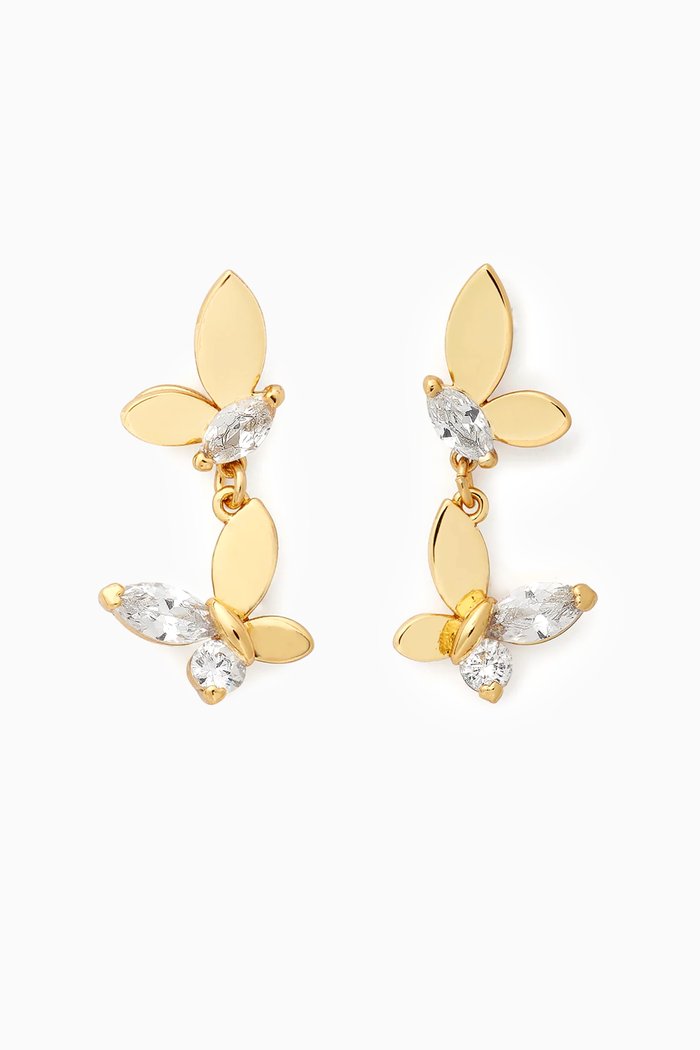 

Social Butterfly Drop Earrings in Plated Metal, Gold