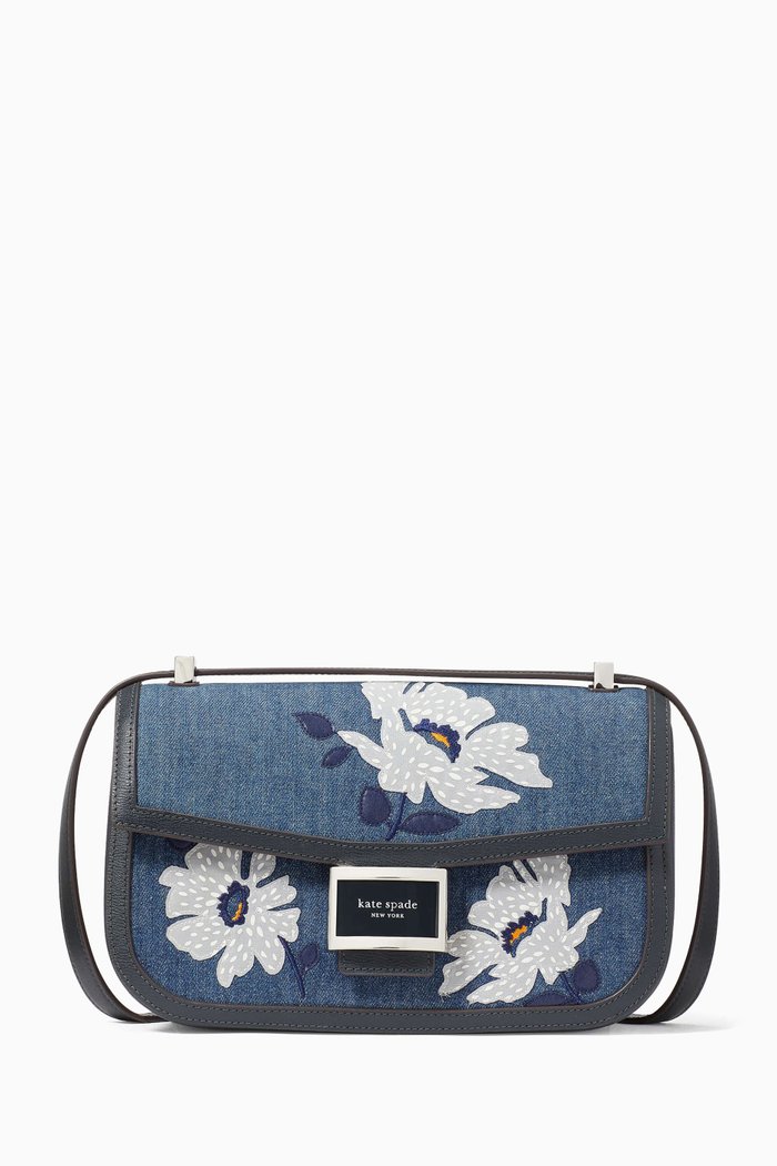 

Medium Katy Shoulder Bag in Embellished Denim, Blue