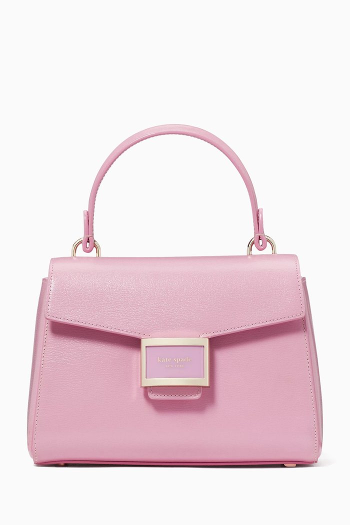 

Small Katy Top-handle Bag in Shiny Leather, Pink