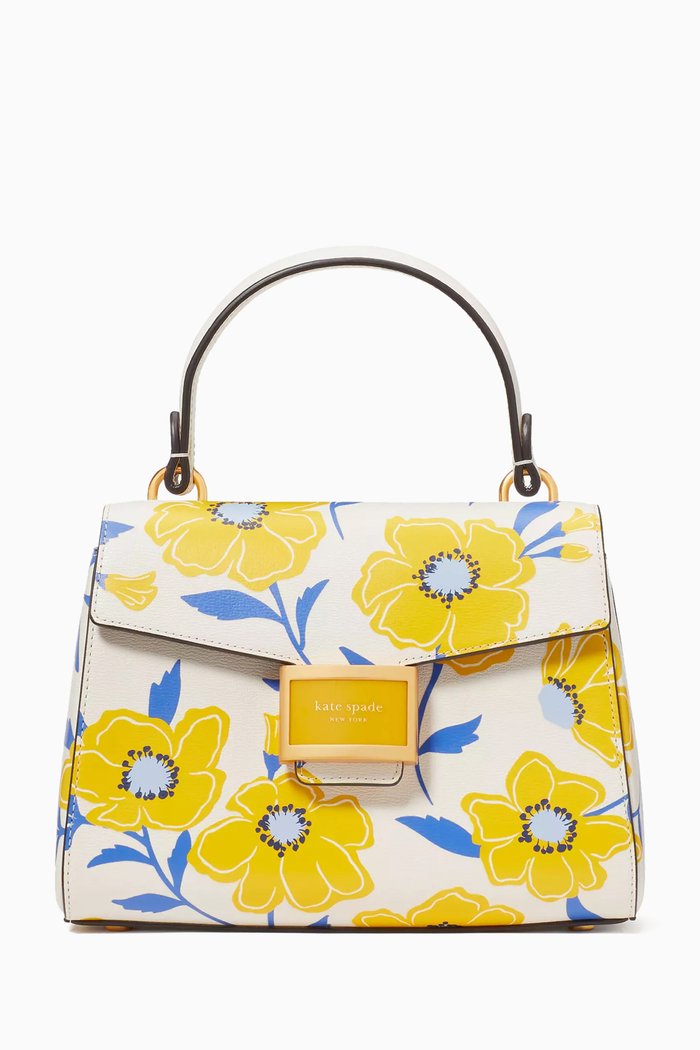 Small Katy Top-handle Bag in Leather, Neutral