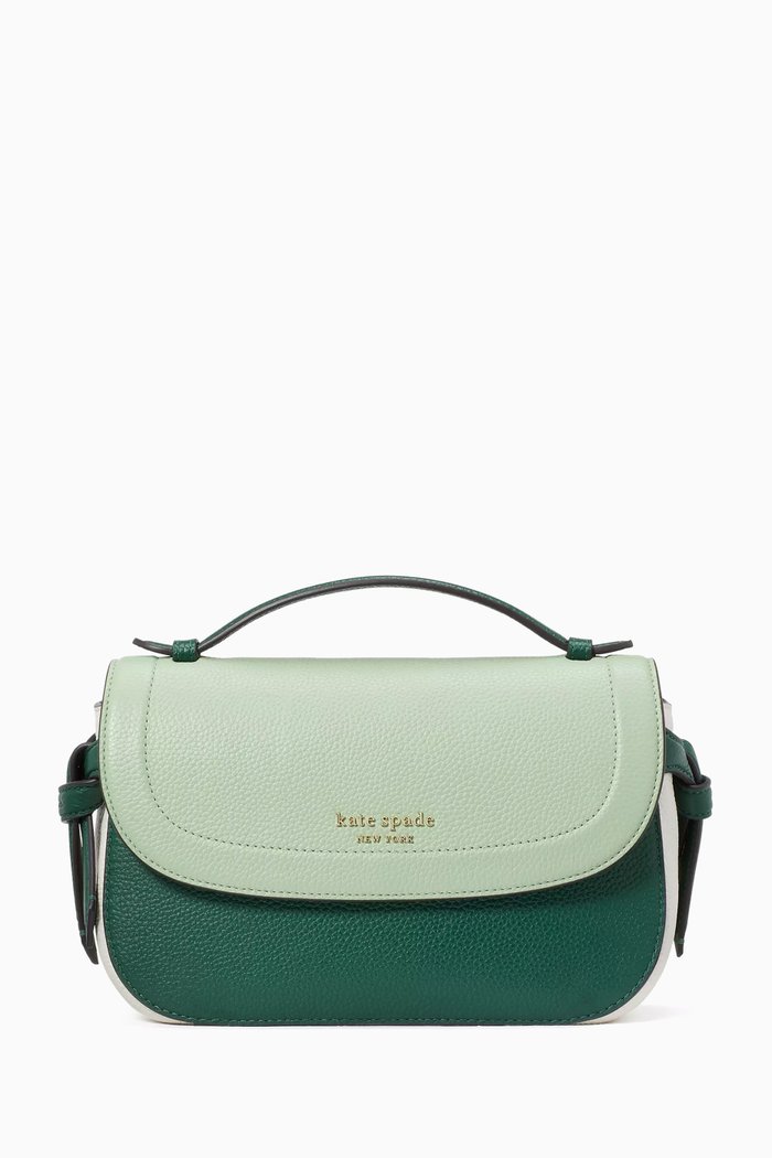 

Knott Colour-block Crossbody Bag in Pebbled Leather, Green