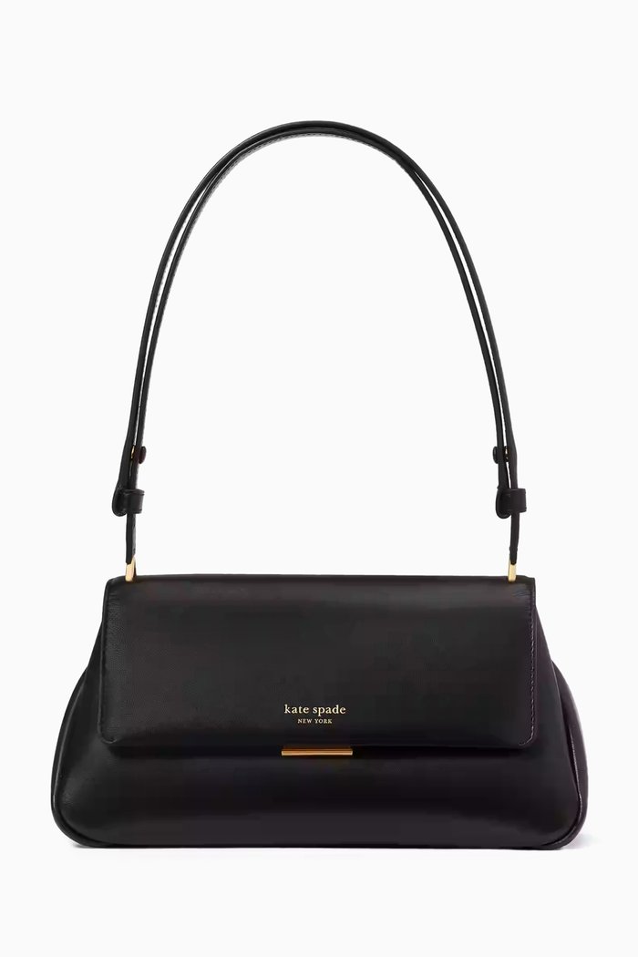 Shoulder Bag in Leather, Black