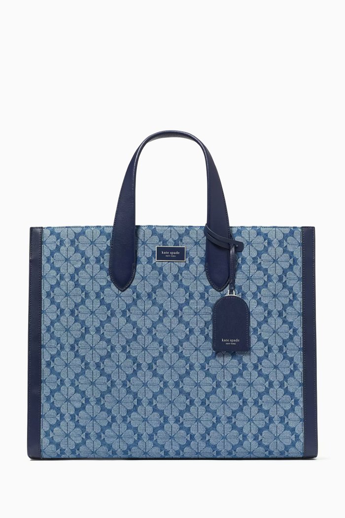 

Large Manhattan Tote Bag in Jacquard Denim, Multicolour