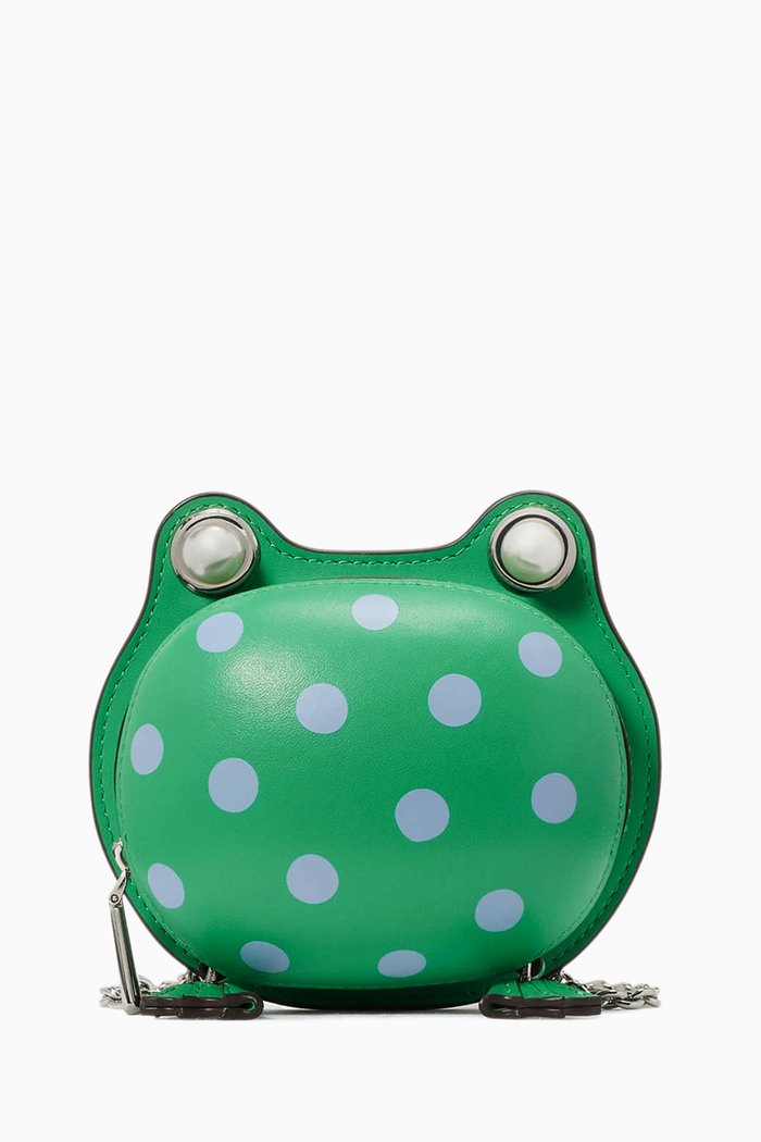 

3D Frog Crossbody Bag in Leather, Green