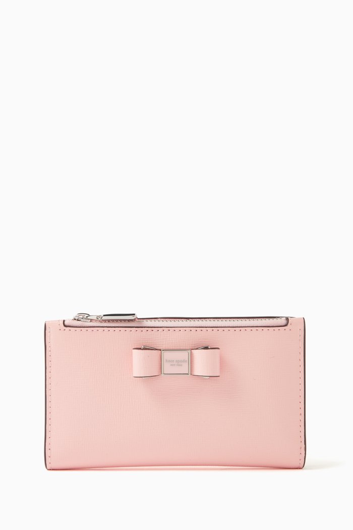 

Small Slim Bi-fold Wallet in Leather, Pink