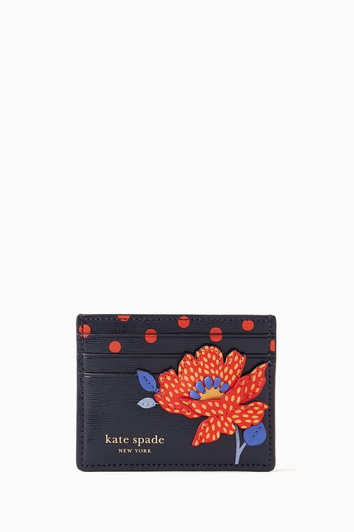 

Dotty Bloom Card Holder in Leather, Multicolour