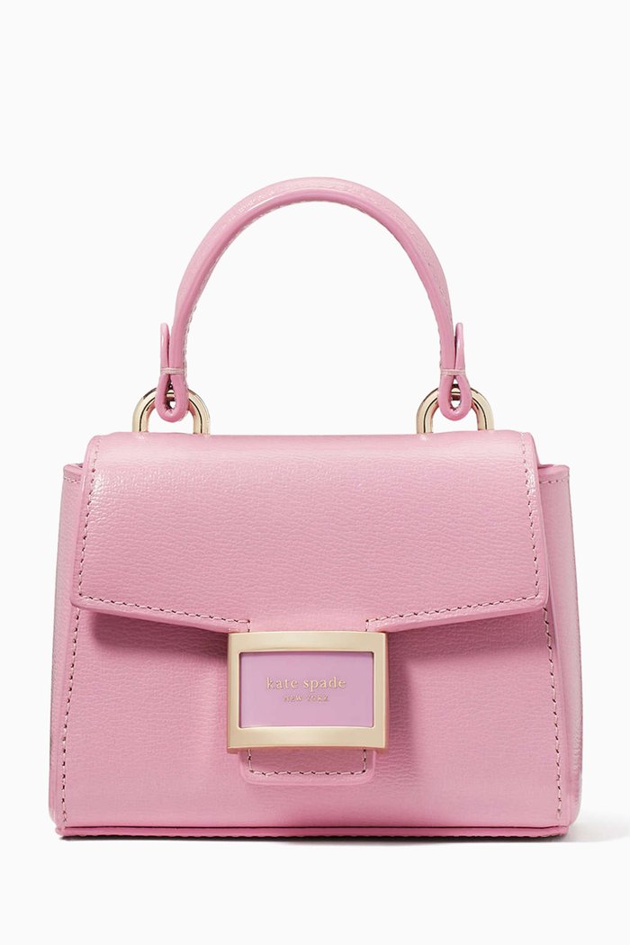 

Micro Katy Crossbody Bag in Shiny Leather, Pink