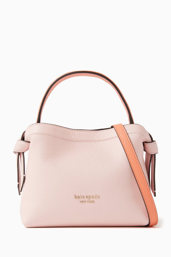 

Mini Knott Crossbody Tote Bag in Leather, Pink