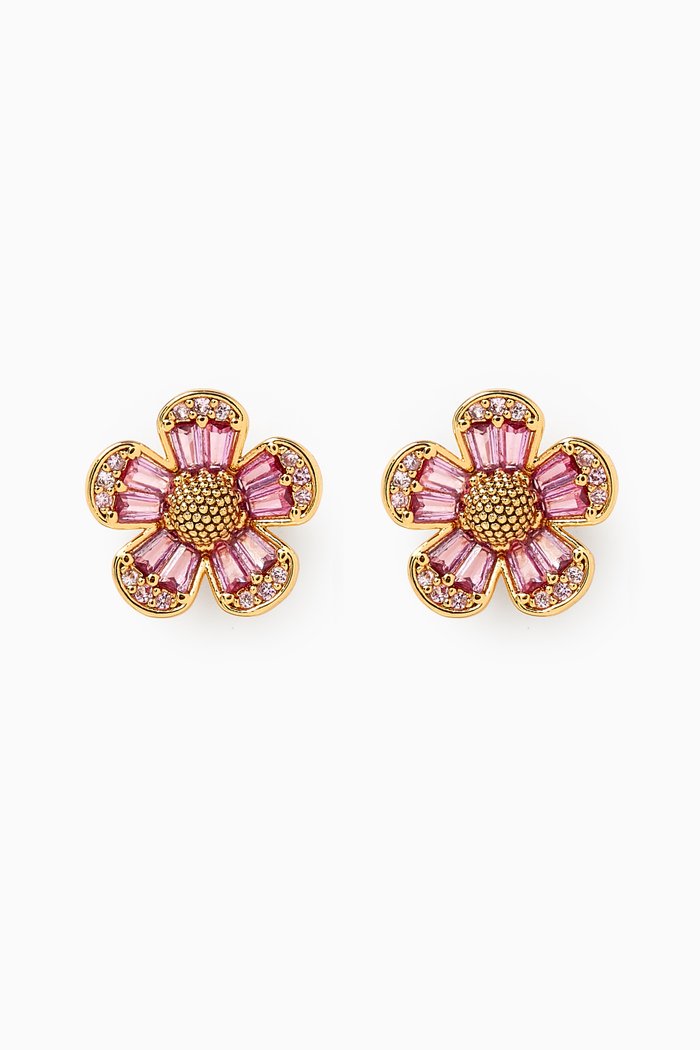 

Fleurette Stud Earrings in Metal, Pink
