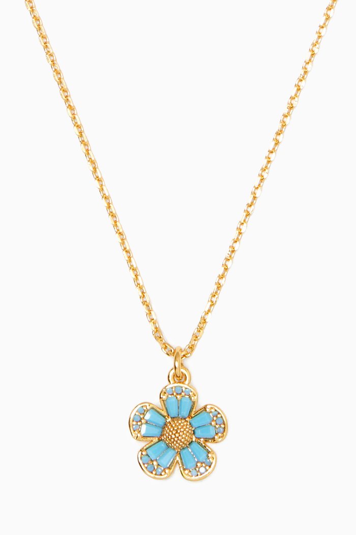 

Fleurette Pendant Necklace in Metal, Blue