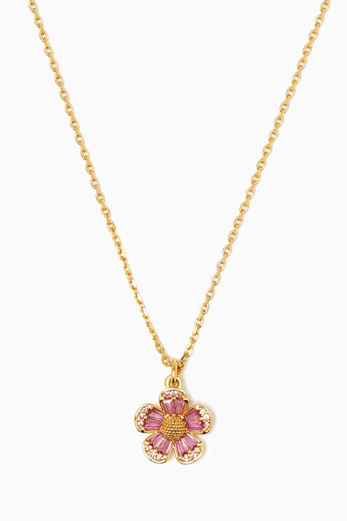 

Fleurette Pendant Necklace in Metal, Pink