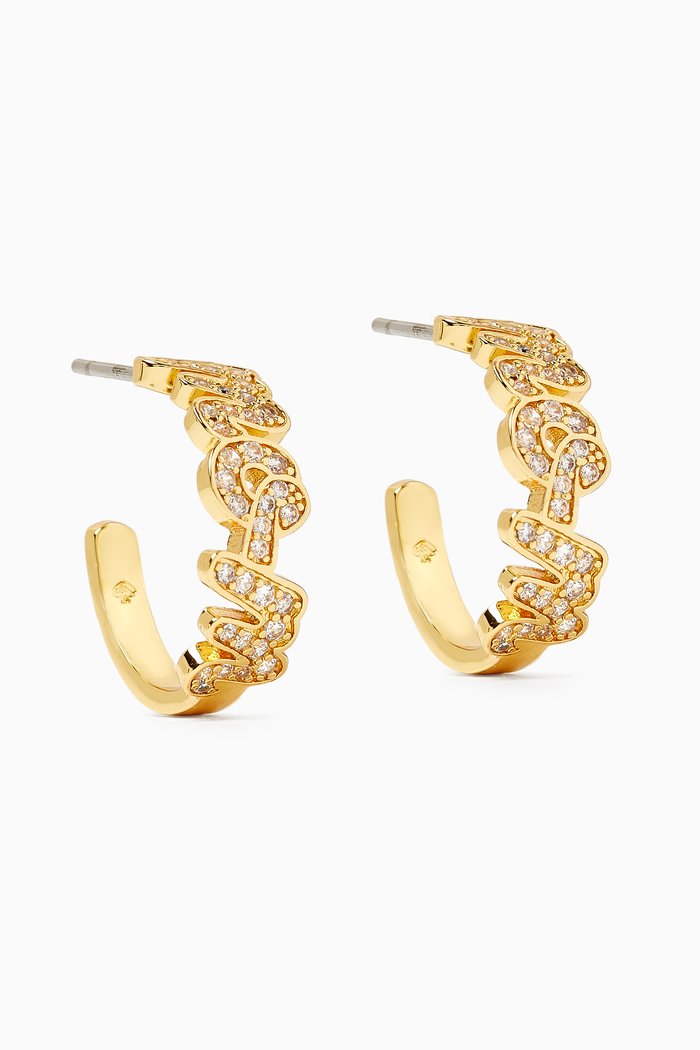 

Love You, Mom Huggie Earrings in Metal, Gold