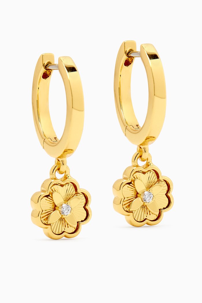 

Heritage Bloom Huggie Earrings in Plated Metal, Gold