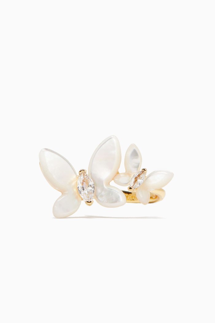 

Social Butterfly Ring in Plated Metal, White