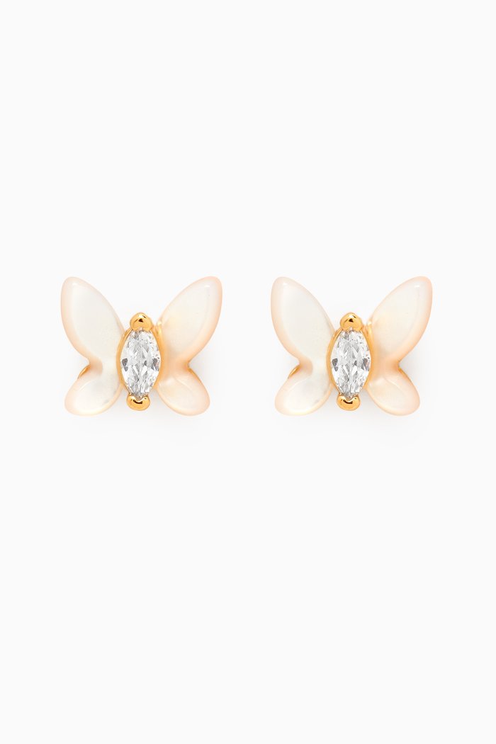 

Social Butterfly Mini Stud Earrings in Plated Metal, White