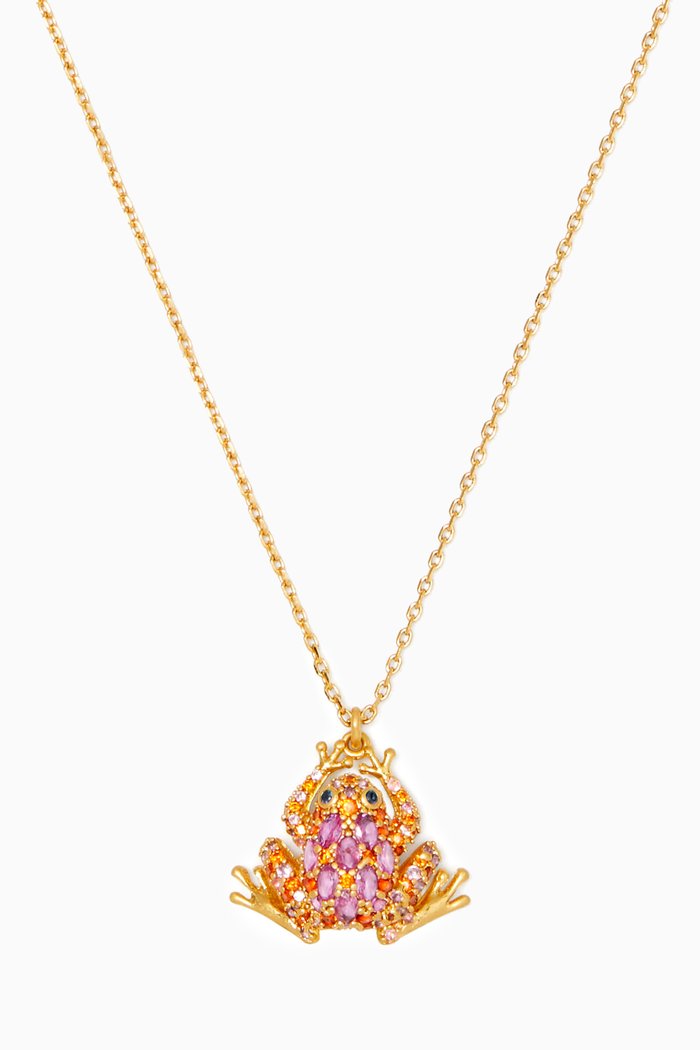 

Take The Leap Mini Pendant Necklace in Metal, Pink
