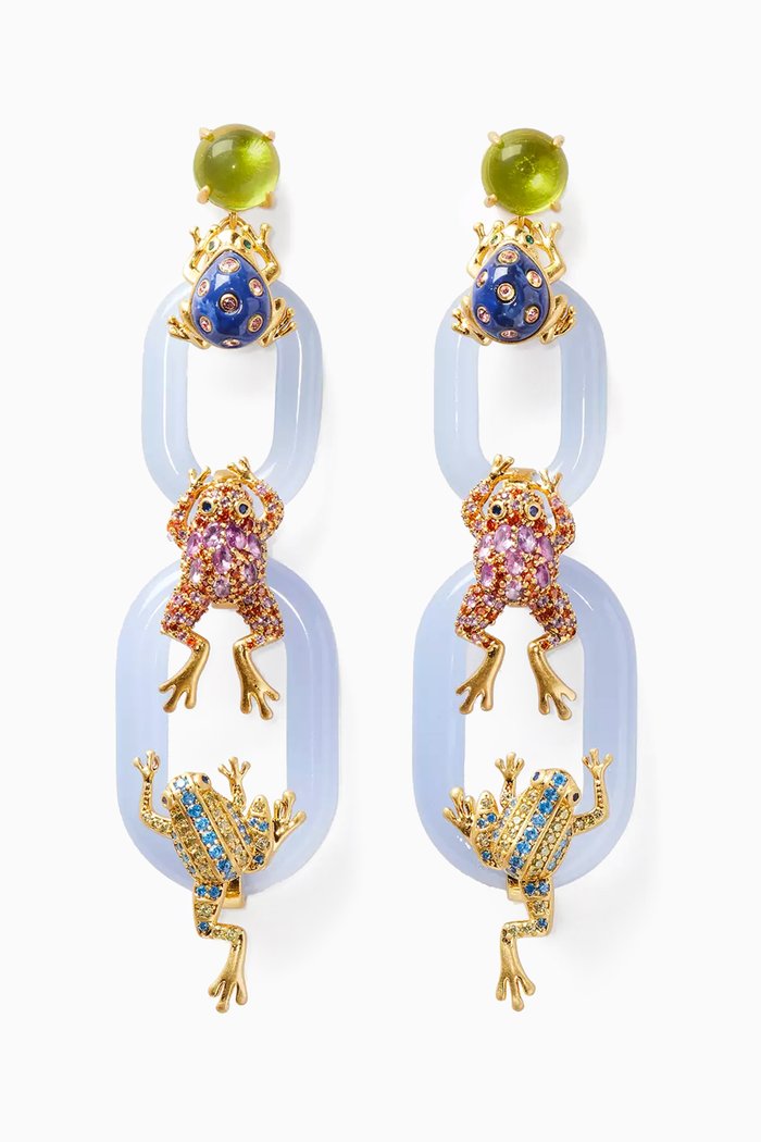 

Take The Leap Linear Earrings in Plated Metal, Blue