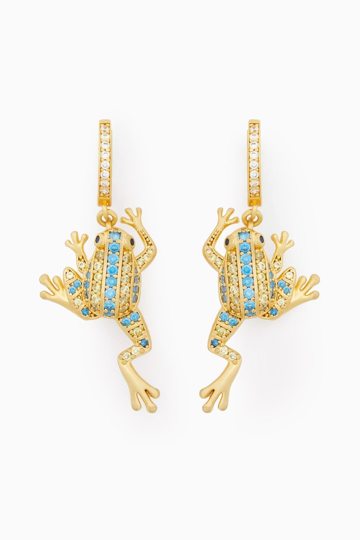

Take The Leap Huggie Earrings in Plated Metal, Blue