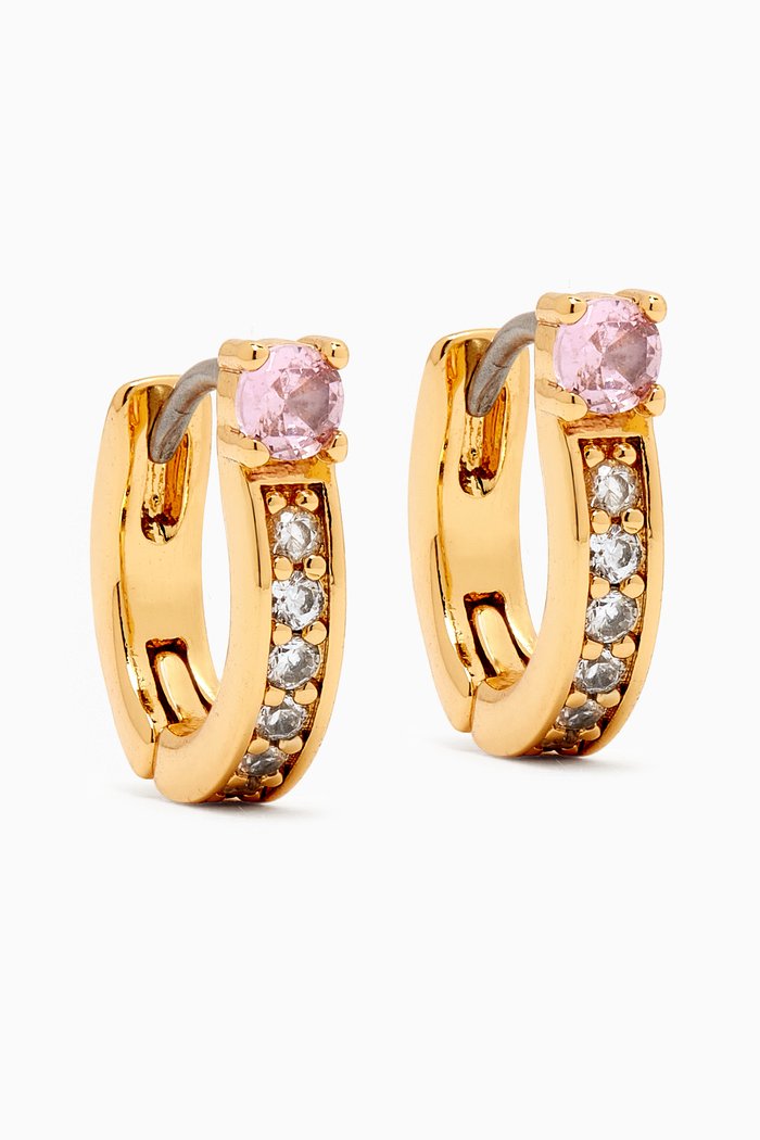 

Precious Delights Huggie Earrings in Plated Metal, Pink