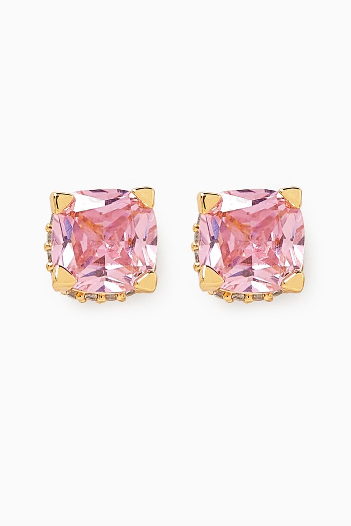 

Little Luxuries Square Stud Earrings in Metal, Pink