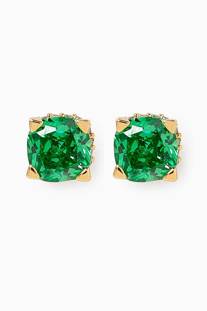 

Little Luxuries Square Stud Earrings in Metal, Green