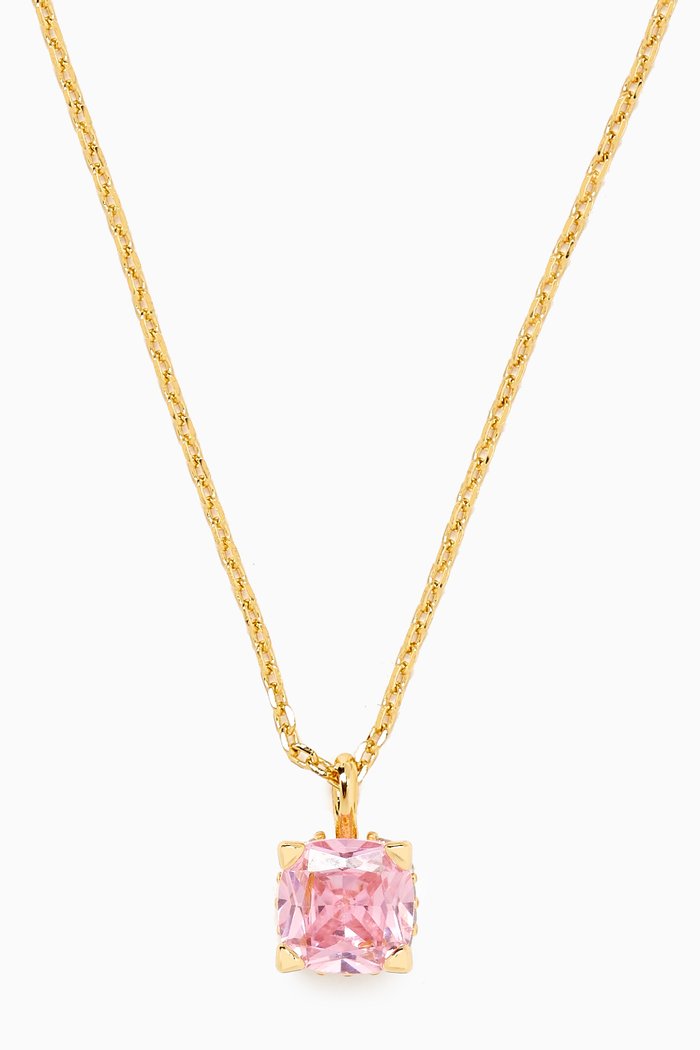 

Little Luxuries Square Pendant Necklace in Metal, Pink