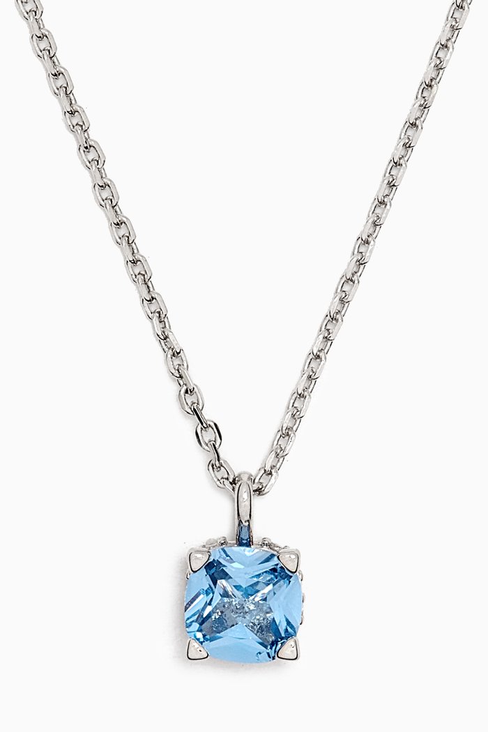 Little Luxuries 6mm Square Pendant Necklace in Plated Metal, Blue