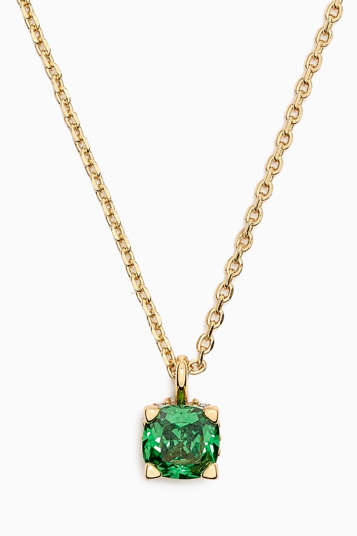 

Little Luxuries 6mm Square Pendant Necklace in Plated Metal, Green