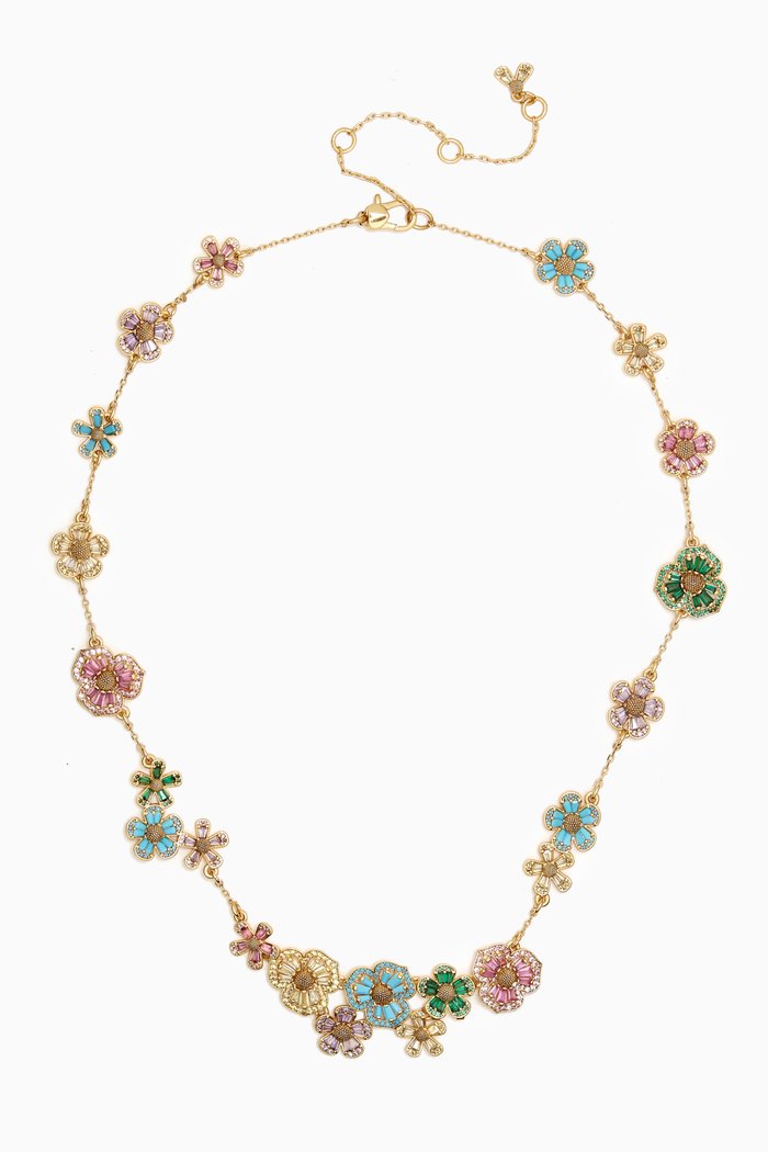 

Fleurette Statement Necklace in Plated Metal, Multicolour