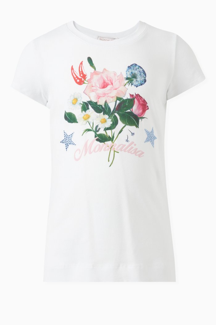 

Floral T-shirt in Cotton Jersey, White