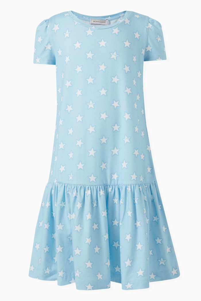 

Star-print Dress in Cotton-jersey, Blue