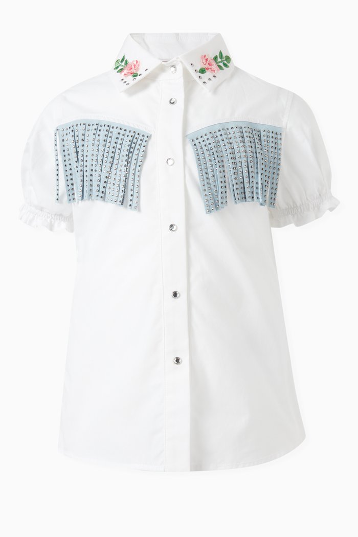 

Fringed Shirt in Cotton Poplin, White