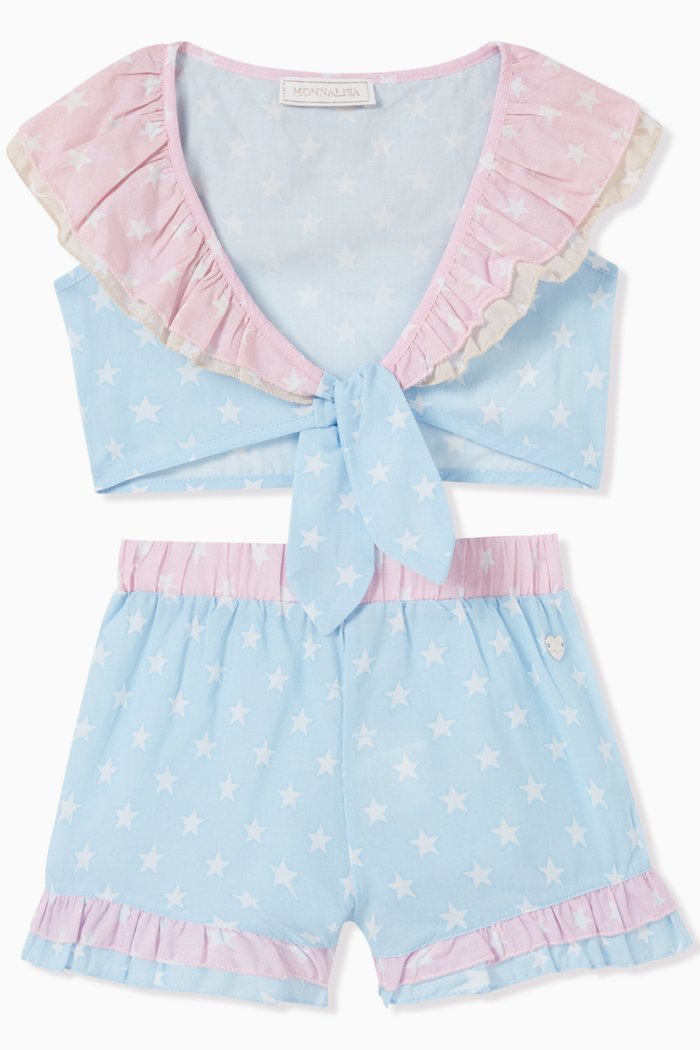 

Star-print Top & Shorts Set in Cotton Jersey, Multicolour