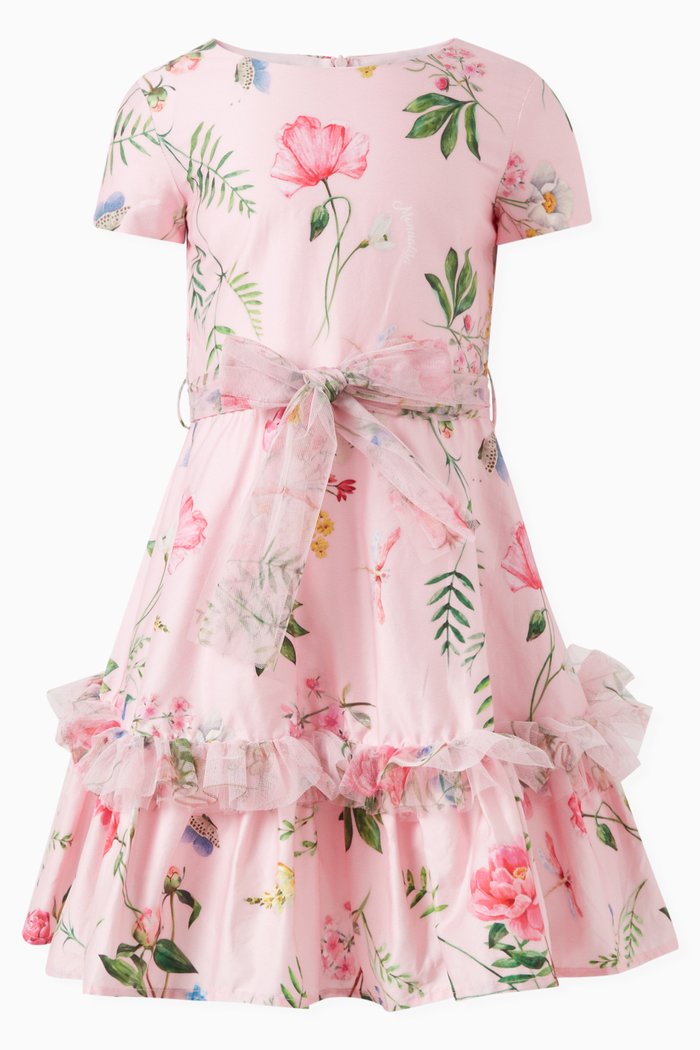 

Floral Dress in Cotton Poplin, Pink