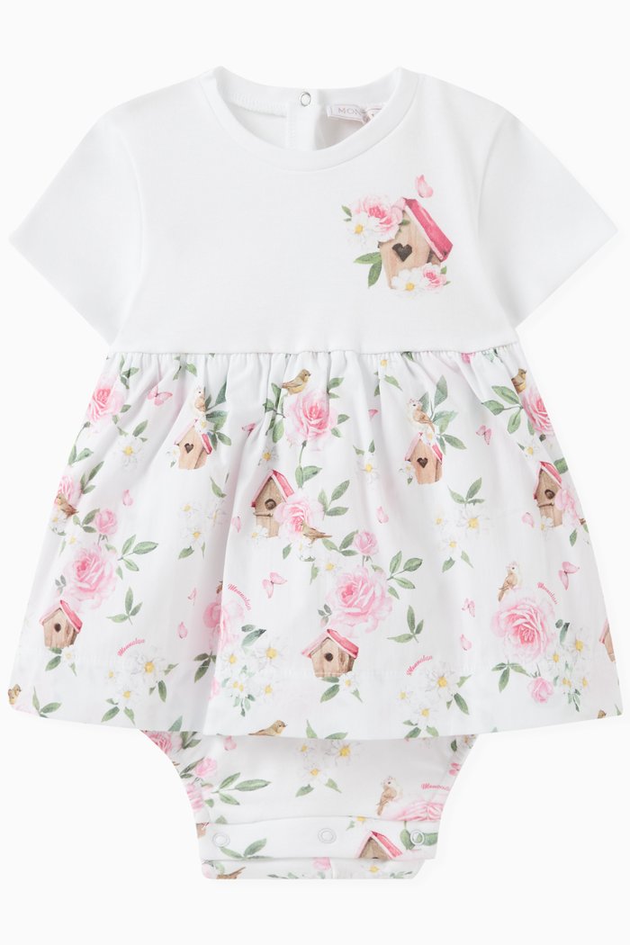 

Floral-print Romper in Cotton Jersey, White