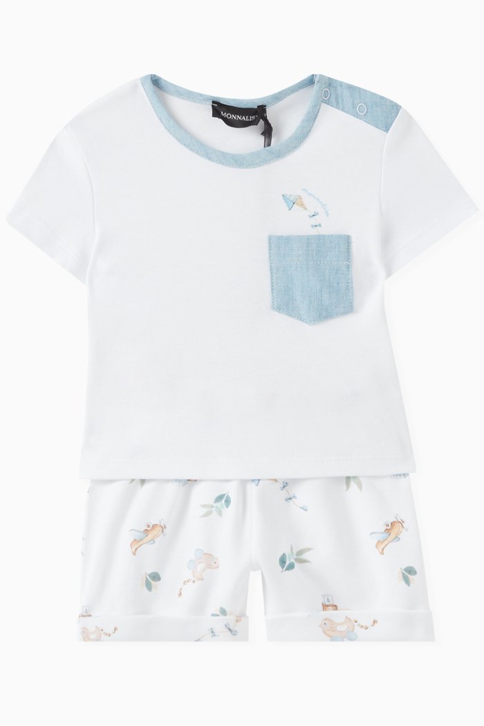 

Printed Romper Gift Set in Cotton, White