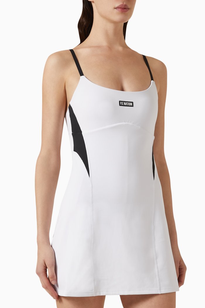 Vanderbuilt Mini Dress in Recycled Polyester, White