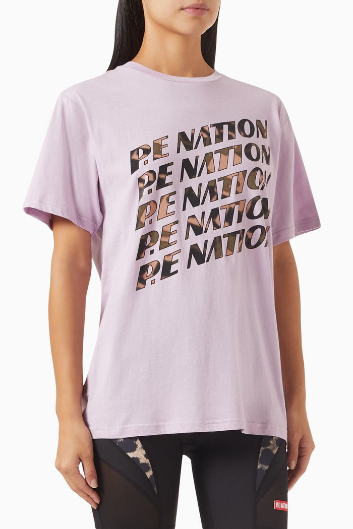 

Block Pass T-shirt in Organic Cotton, Purple