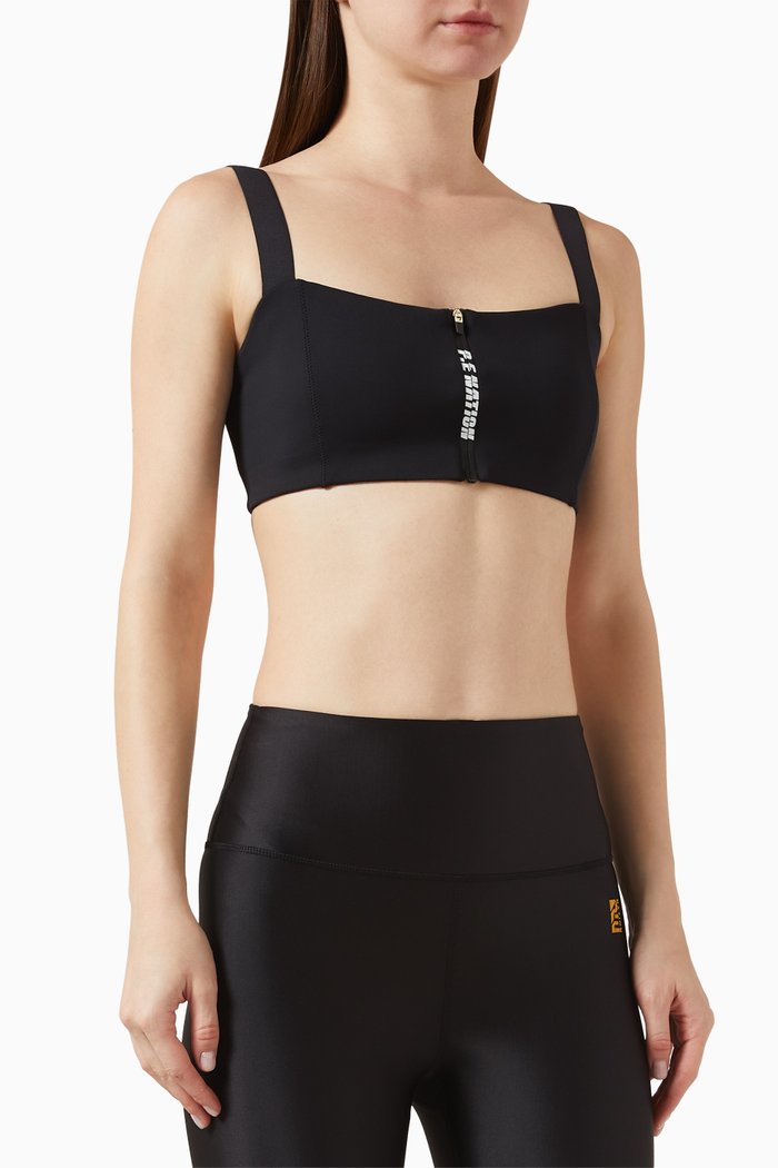 Diver Sports Bra in Matte Nylon, Black