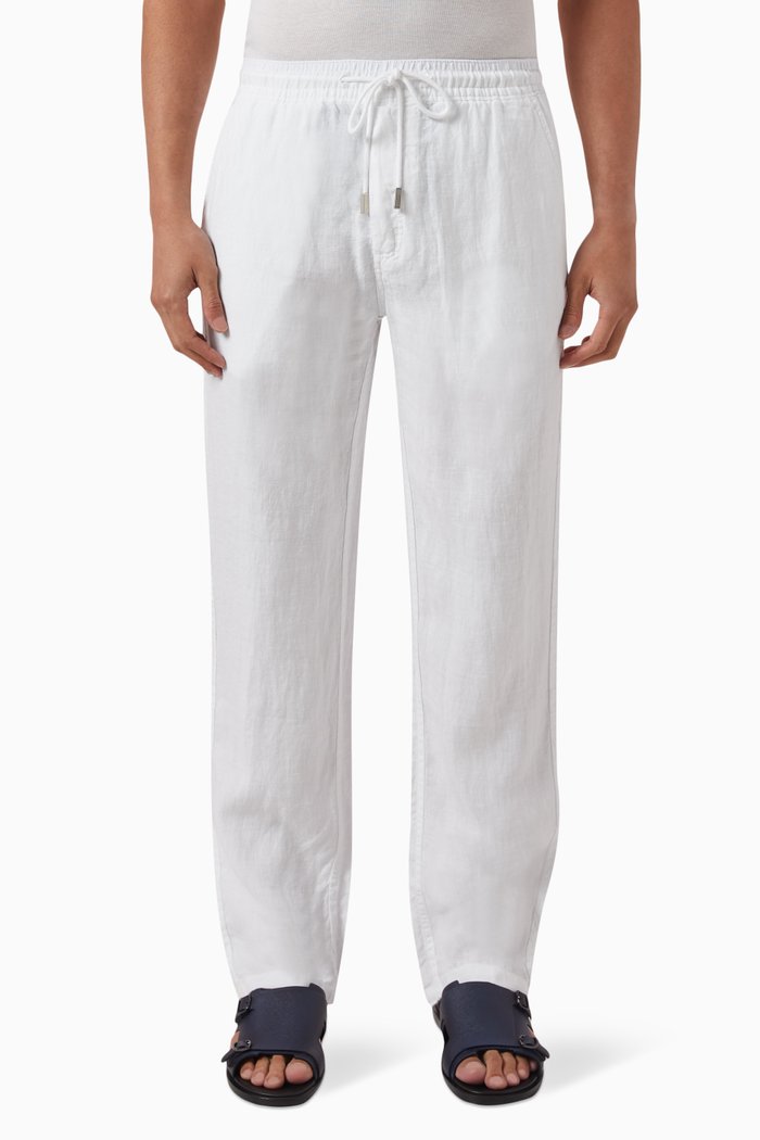

Pacha Logo Trousers in Linen, White