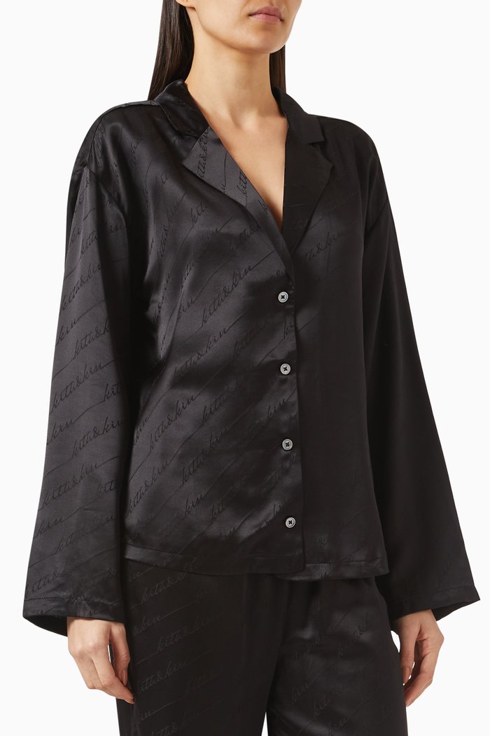 

Amalia Autograph Monogram Blouse in Silk, Black