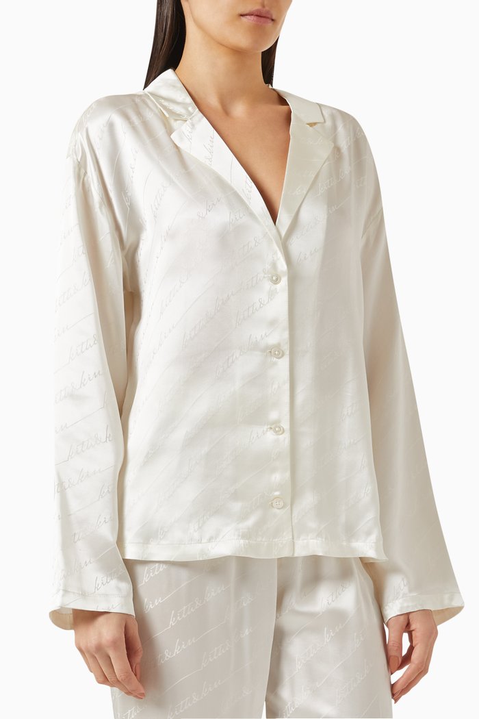 

Amalia Autograph Monogram Blouse in Silk, Neutral