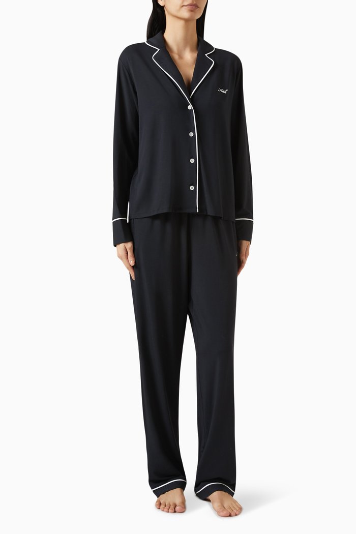 Pyjama Set in Modal-jersey, Black