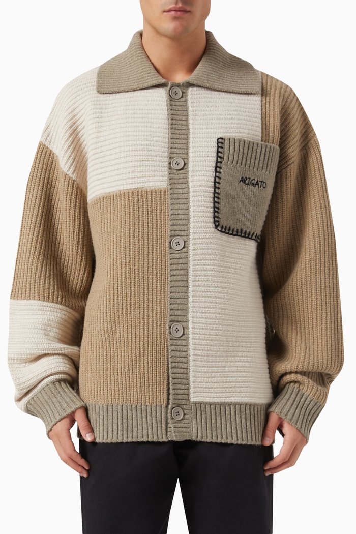 

Franco Patch Cardigan in Wool-blend, Neutral