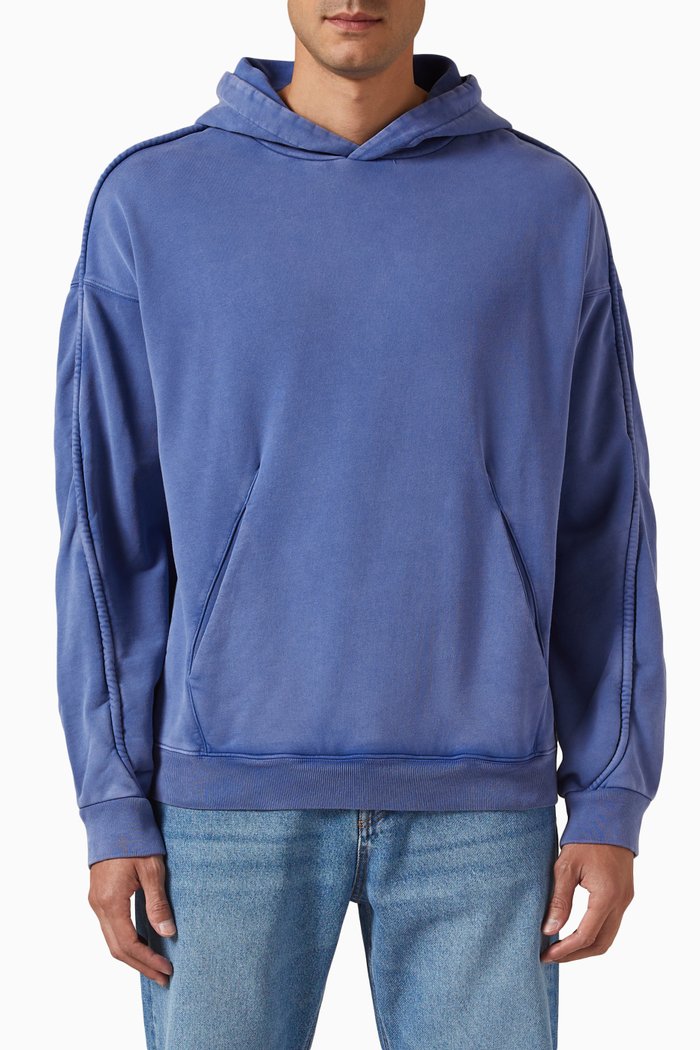 

Kansas Washed Hoodie in Organic Cotton, Blue